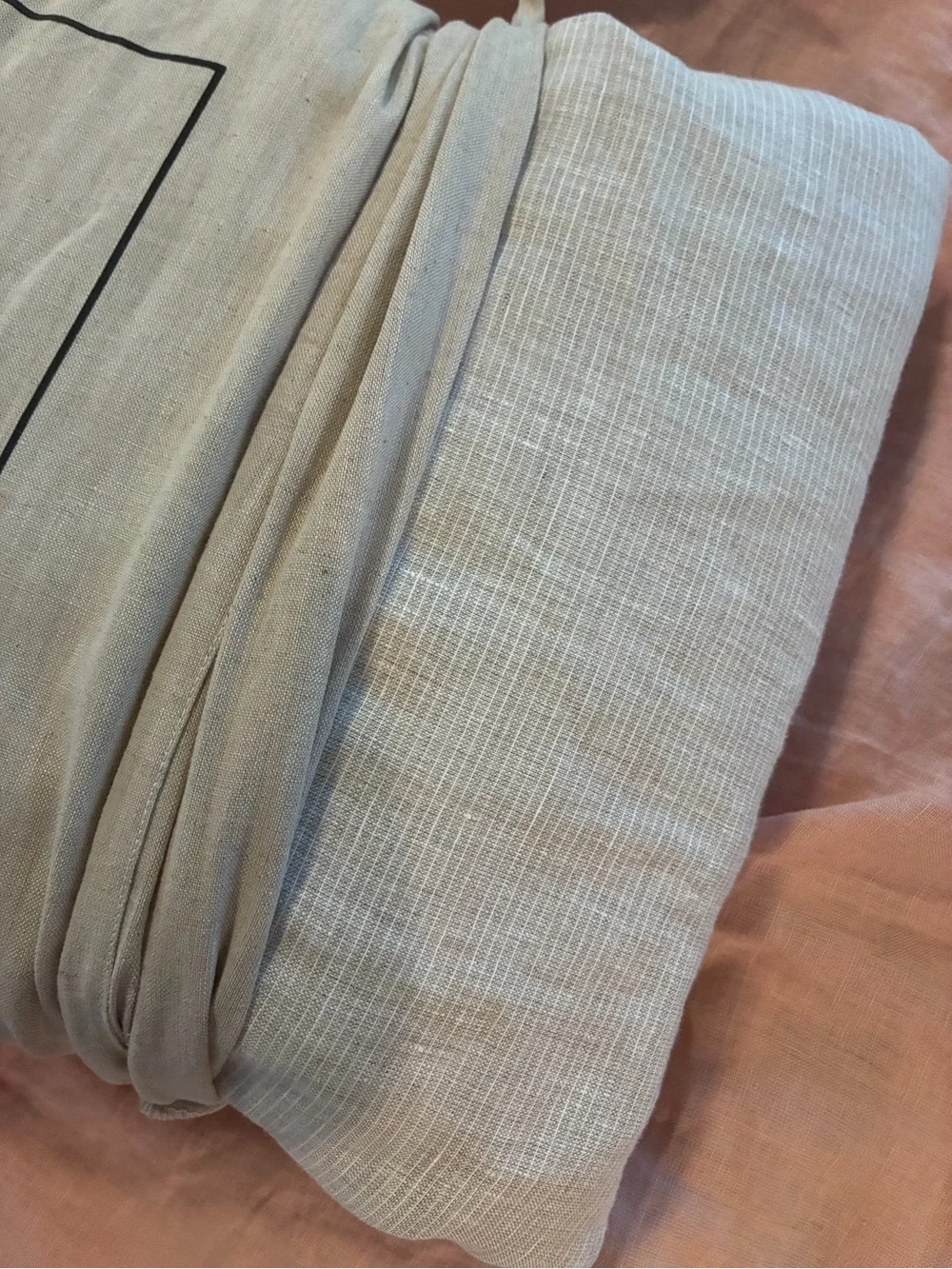 Bed Threads 100% Flax Linen Fitted Sheet - King - Oatmeal & White Stripes